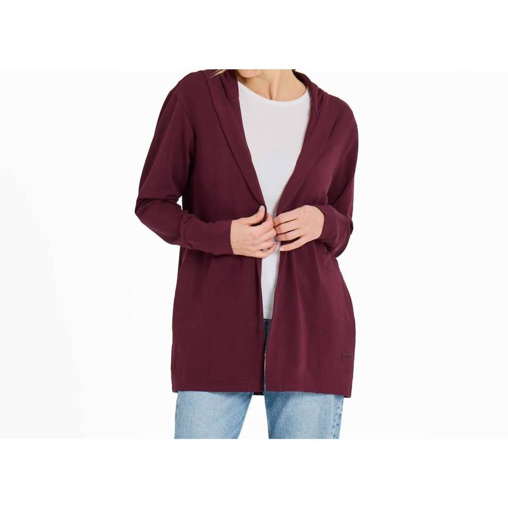 NEW LIFE IS GOOD crusher flex cardigan in deep burgundy